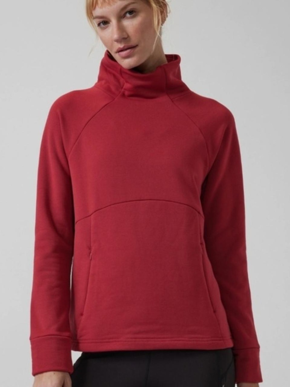 Athleta Polartec Funnel Neck Sweatshirt Decadent Red Size Medium